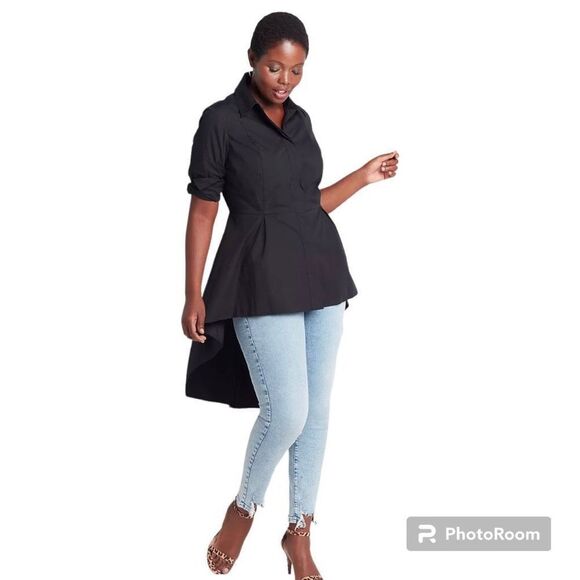 Lane Bryant Extreme Peplum Tunic Women’s Long sleeves with roll tabs Shirt - Picture 1 of 17